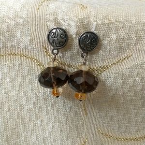Silpada P1419 Sterling Silver Smoky Quartz Citrine Earrings .925 Post